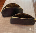 Embossed Black Faux Leather-Half Moon Bag-Size Lg